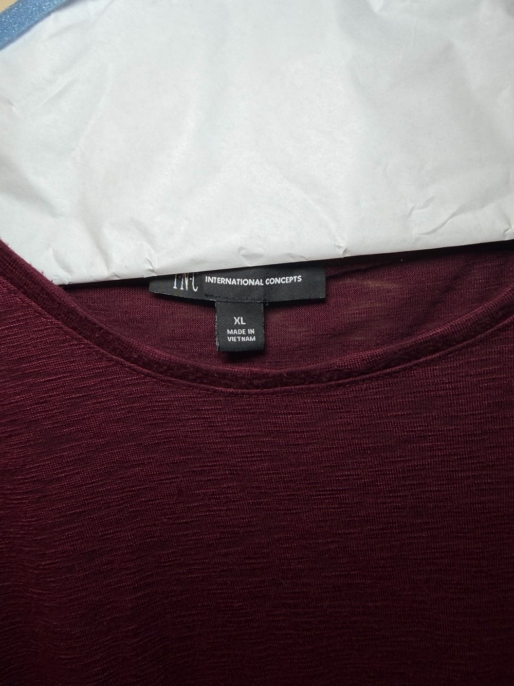 INC International Concepts Burgundy Short-Sleeve Tee with Side Tie - Picture 2 of 2